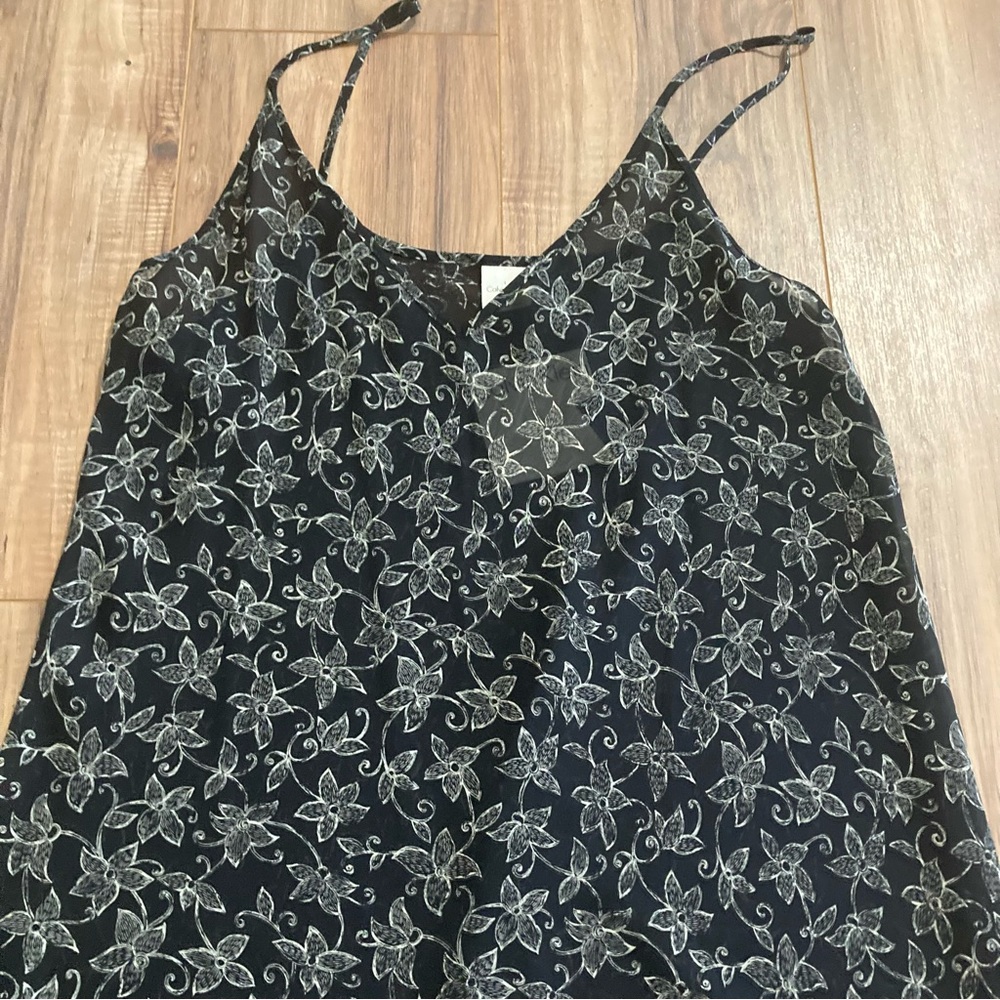 New Calvin‎ Klein Chemise Black And White Floral Sheer